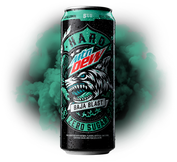 Mountain Dew Mtn Malt Beverage, Zero Sugar, Hard, Baja Blast 24 Fl Oz