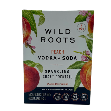 Wild Roots Peach Vodka Soda (4pk)